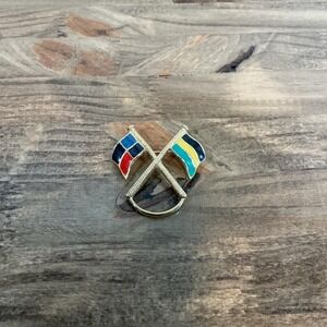 Vintage Sarah Coventry Brooch International Flags Dual Enamel Eyewear Holder Pin